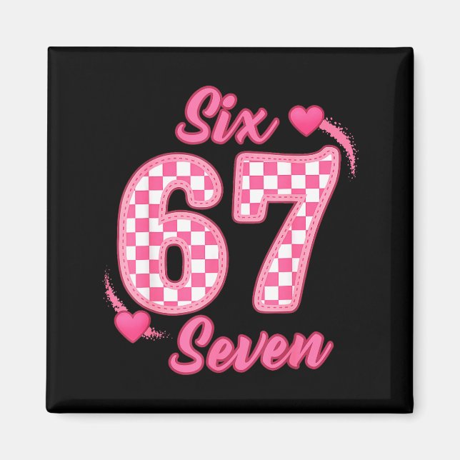 Happy Valentine’s Day 67 Meme Hearts Coquette Bow  Magnet (Vorne)
