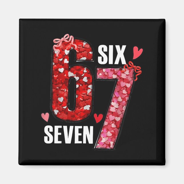 Happy Valentine’s Day 67 Meme Hearts Coquette Bow  Magnet (Vorne)