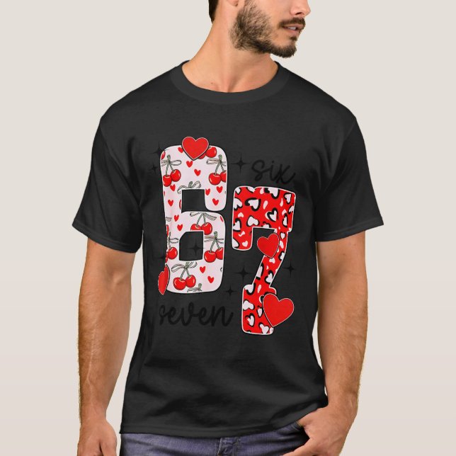 Happy Valentine’s Day 67 Meme Hearts Coquette Bow  T-Shirt (Vorderseite)