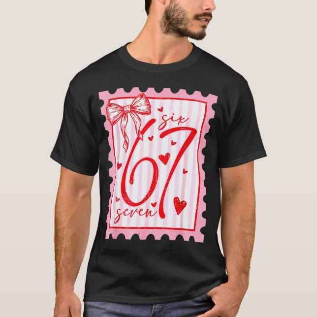 Happy Valentine’s Day 67 Meme Hearts Coquette Bow  T-Shirt (Vorderseite)