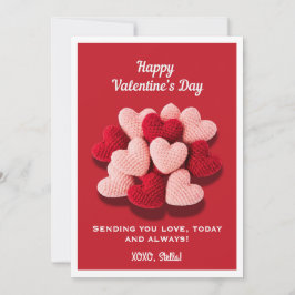 Happy Valentine’s Day Crochet Heart Flat Card Feiertagskarte