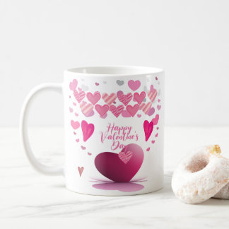 Happy Valentine’s Day Heart Pattern Mug Kaffeetasse