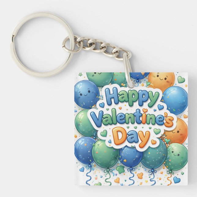 Happy Valentine’s Day Keychain | Romantic Love Key (Devant)