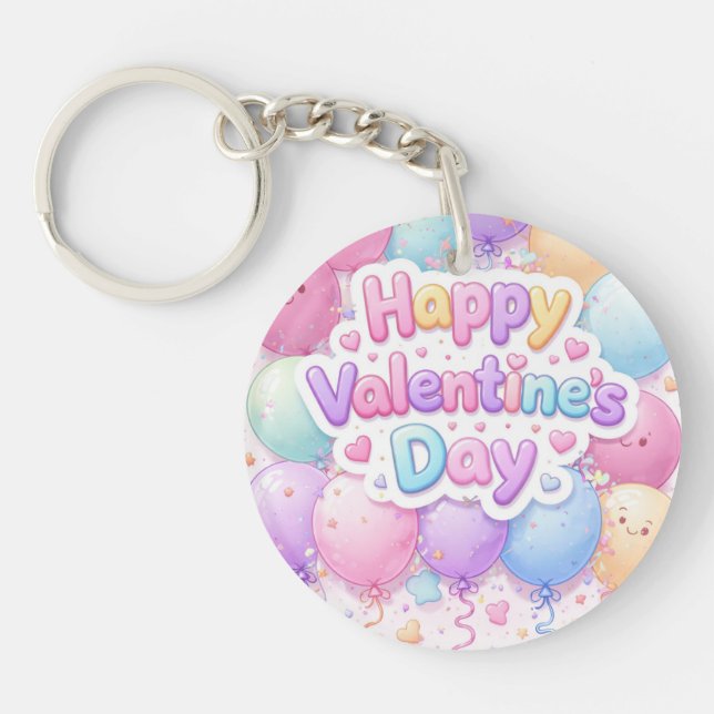 Happy Valentine’s Day Keychain | Romantic Love Key (Devant)