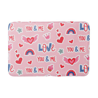 Happy Valentine’s Day Red Heart Art Romantic Lover Badematte
