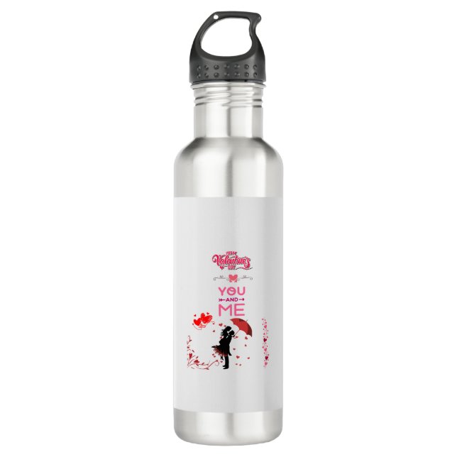 Happy Valentine’s Day – You and Me Romantic Love  Edelstahlflasche (Vorderseite)