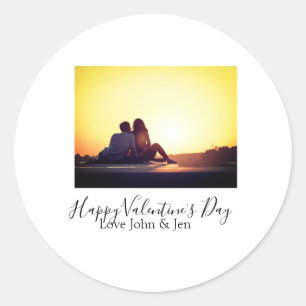 Happy Valentine Tag Liebe hinzufügen Namen Foto ei Runder Aufkleber