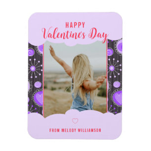 Happy Valentine Whimsical Lila Herz Blume Name Magnet