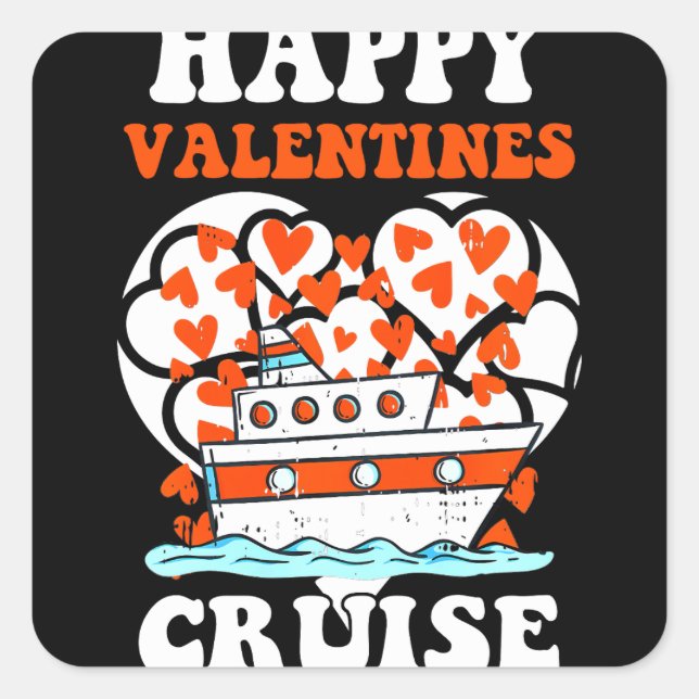 Happy Valentines Cruise Hearts Cool Cruise Quadratischer Aufkleber (Vorderseite)