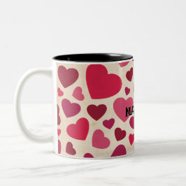 Happy valentine's cute red hearts zweifarbige tasse