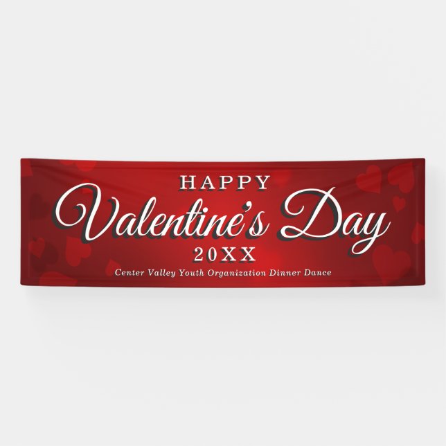HAPPY VALENTINE'S DAENT EVENT RED HEARTS BANNER (Horizontal)