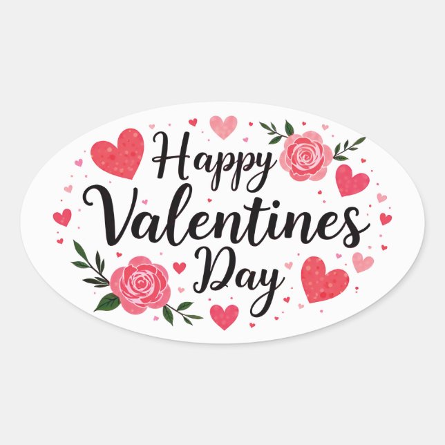 Happy Valentine's Dat Aufkleber mit Rose (Vorderseite)