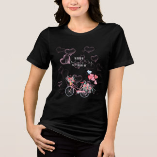 Happy Valentine's Day 14 February Floral Bicycle Tri-Blend Shirt