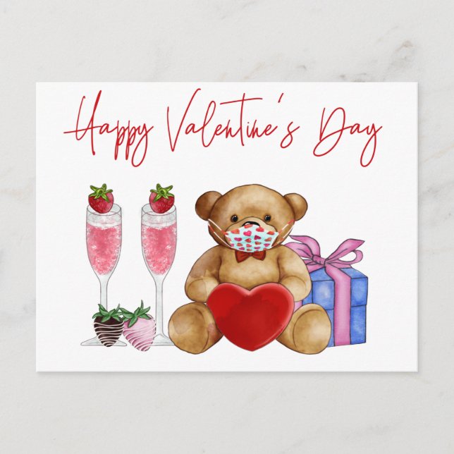 Happy Valentine's Day 2021 Quarantine Covid Postkarte (Vorderseite)