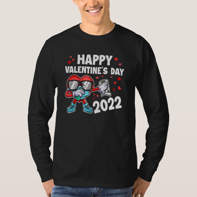 Happy Valentines Day 2022 Dabbing Heart Dab Face m T-Shirt (Vorderseite)