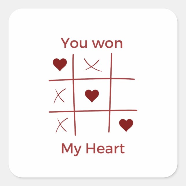 Happy Valentine's Day 2023 Ideen - Du gewann mein  Quadratischer Aufkleber (Vorderseite)