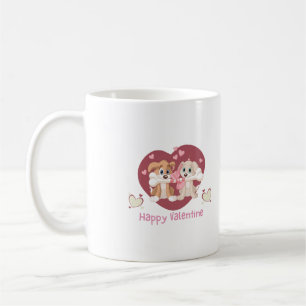 Happy Valentine's Day 2024 Hunde Niedlich Kaffeetasse