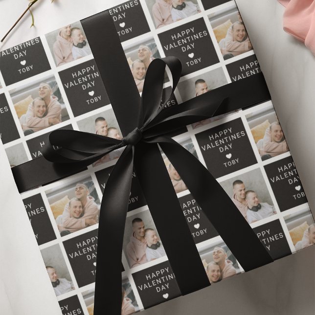 Happy Valentines Day | 2 Foto Urlaub Geschenkpapier (Von Creator hochgeladen)