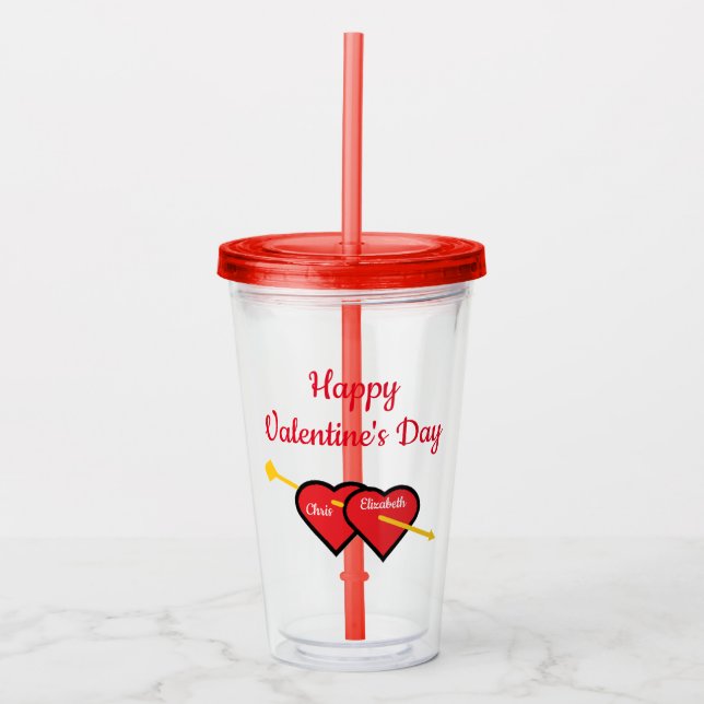 Happy Valentine's Day Acryltrinkbecher (Vorderseite)