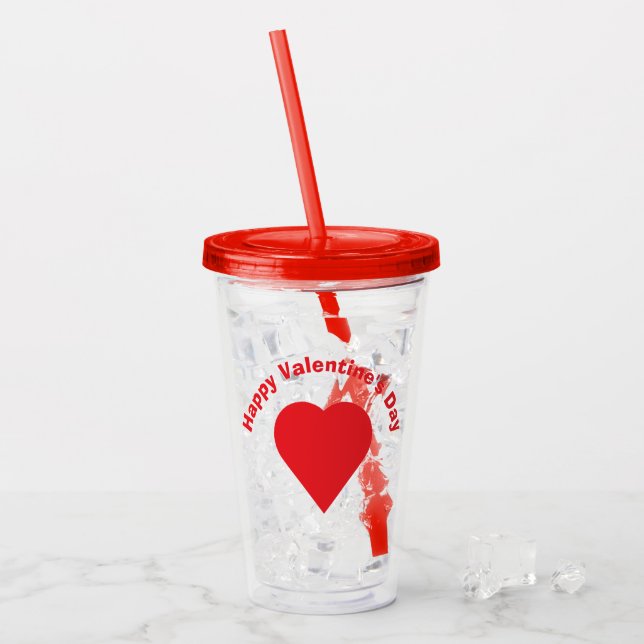 Happy Valentine's Day Acryltrinkbecher (Vorderseite Ice)