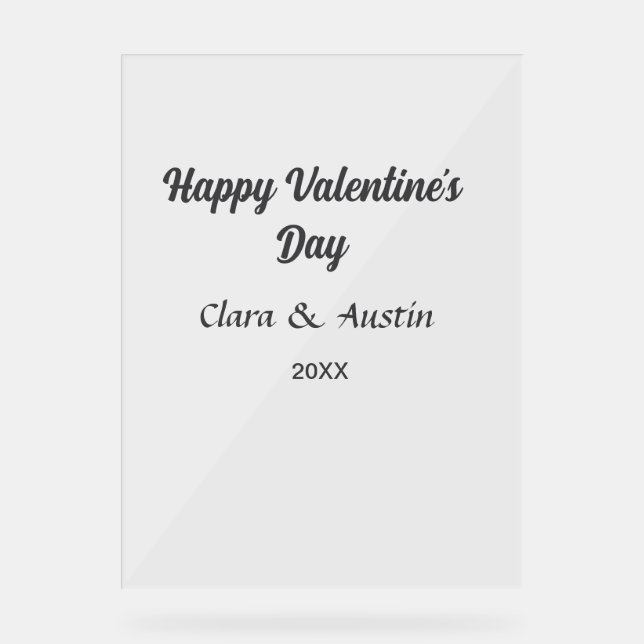 Happy Valentine's day add name date simple minimal Acrylschild (Vorderseite)