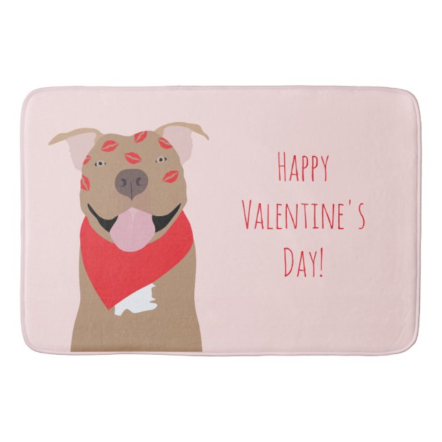 Happy Valentines Day American Bulldog Kiss Marks Badematte (Vorderseite)