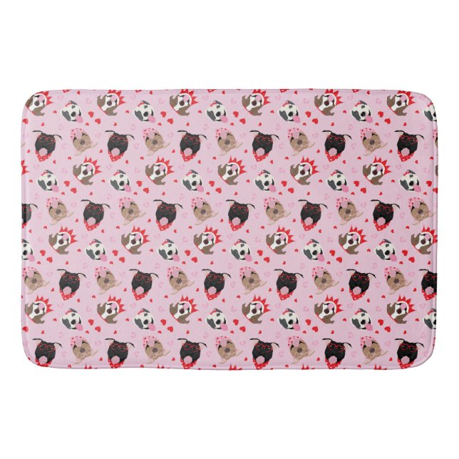 Happy Valentines Day American Pit Bull Terriers Badematte (Vorderseite)