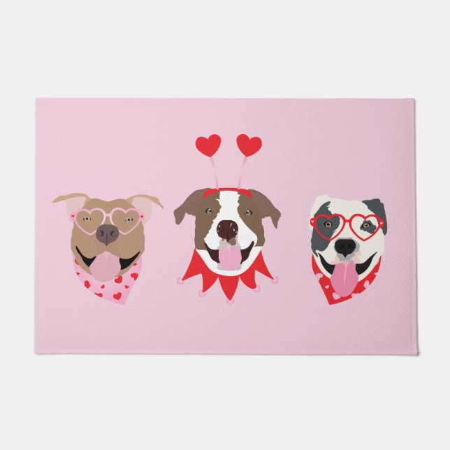 Happy Valentines Day American Pit Bull Terriers Fußmatte (Vorderseite)