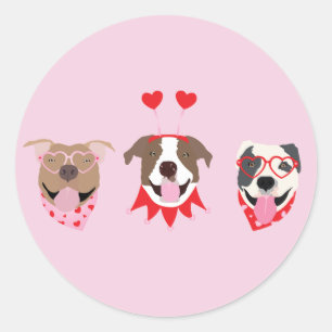 Happy Valentines Day American Pit Bull Terriers Runder Aufkleber