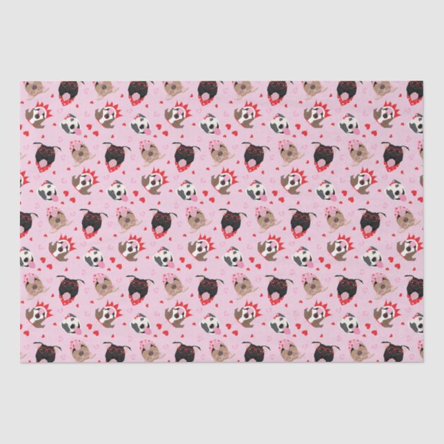 Happy Valentines Day American Pit Bull Terriers Seidenpapier (Vorderseite)
