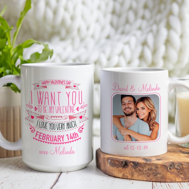 Happy Valentine's Day Anniversary Custom Foto Tasse (Von Creator hochgeladen)