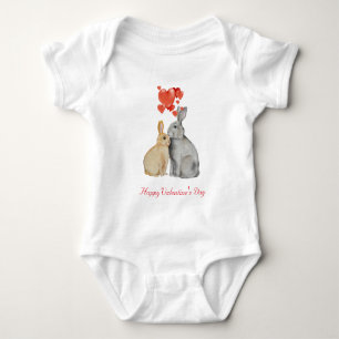 Happy Valentine's Day Aquarellbunnies Baby Strampler