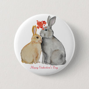 Happy Valentine's Day Aquarellbüschen Button