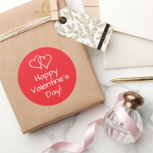 Happy Valentine's Day Aufkleber mit Doppelherzen
