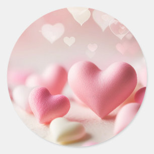 Happy Valentine's Day Aufkleber mit rosa Herzen