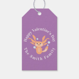 Happy Valentines Day Axolotl Lila Geschenkanhänger