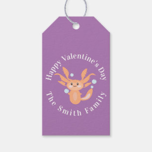 Happy Valentines Day Axolotl Lila Geschenkanhänger