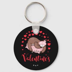 Happy Valentine's Day Baby Sloth Schlafen Lazy Schlüsselanhänger