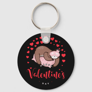 Happy Valentine's Day Baby Sloth Schlafen Lazy Schlüsselanhänger