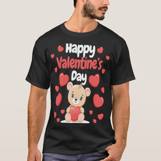 Happy Valentine's Day Bären Herz Liebe Herz Coupl T-Shirt (Vorderseite)