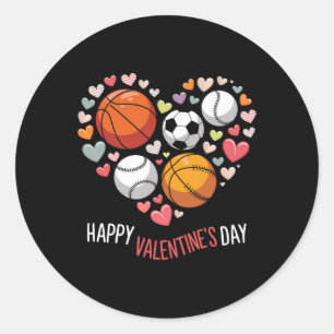 Happy Valentines Day Basketball Baseball Football Runder Aufkleber