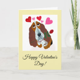 Happy Valentine's Day Basset Hound Doggie Card Karte