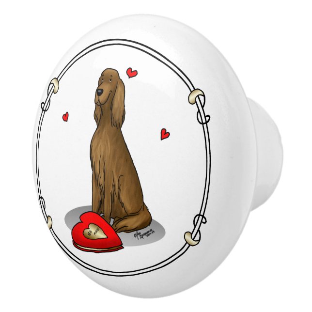 Happy Valentine's Day Be Mine Irish Setter (rot 1) Keramikknauf (Rechts)