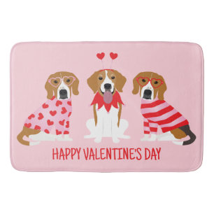 Happy Valentines Day Beagle Hunde Badematte