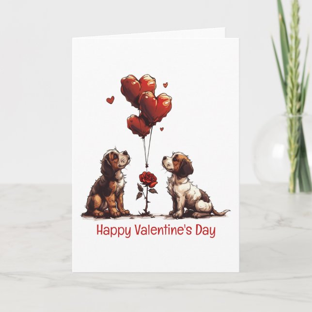 Happy Valentines Day Beagle Hunde Feiertagskarte (Vorderseite)