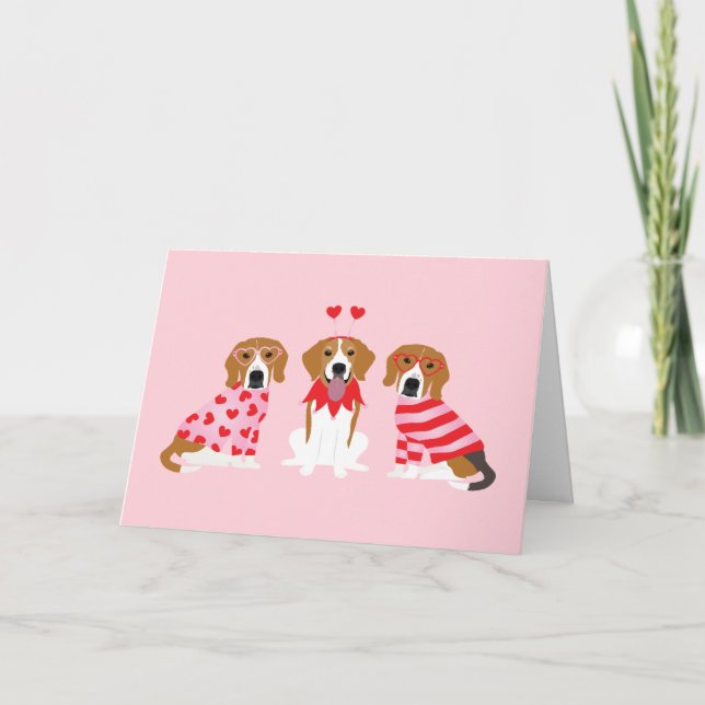 Happy Valentines Day Beagle Hunde Feiertagskarte (Vorderseite)