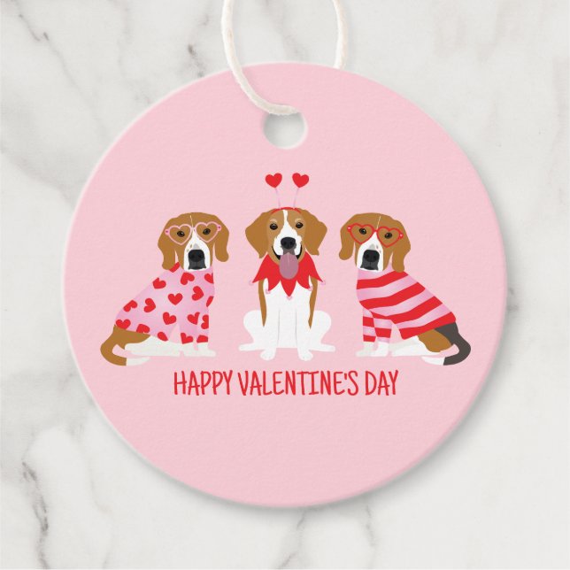 Happy Valentines Day Beagle Hunde Geschenkanhänger (Vorderseite)