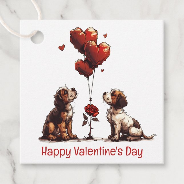 Happy Valentines Day Beagle Hunde Geschenkanhänger (Vorderseite)