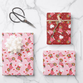 Happy Valentines Day Beagle Hunde Geschenkpapier Set