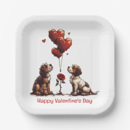 Happy Valentines Day Beagle Hunde Pappteller